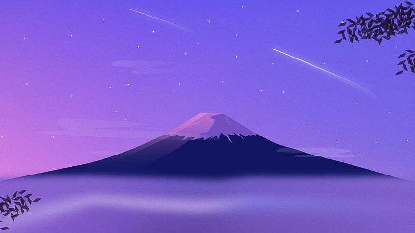 3840x2160 Mount Fuji Minimal พื้นหลัง และภูเขาฟูจิสีม่วง วอลล์เปเปอร์ HD