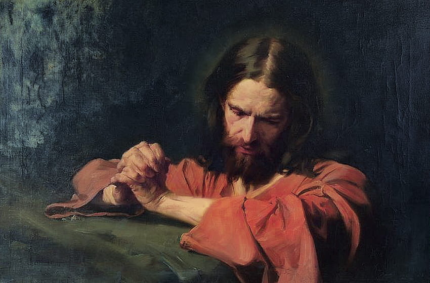Christus betet im Garten Gethsemane, Jesus betet HD-Hintergrundbild
