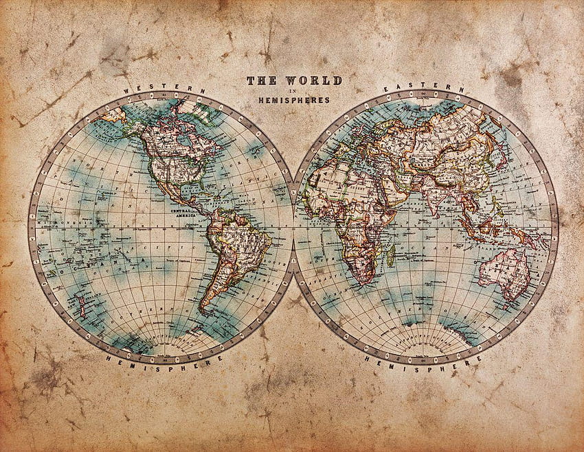 1800 Vintage World Map Wall Mural by LoveAbode วอลล์เปเปอร์ HD
