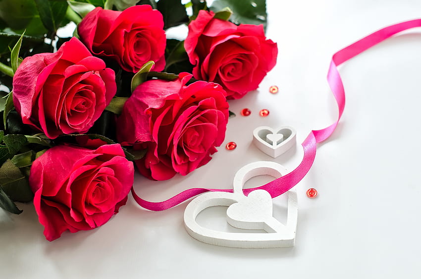 Valentine's Day Heart Red Roses Flowers, valentines flowers HD wallpaper |  Pxfuel