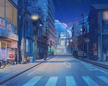 Wallpaper 4k Blue Night Big Moon Anime Scenery Wallpaper