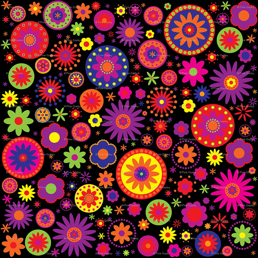Patrón de flor de arco iris hippie, patrones hippie fondo de pantalla del teléfono