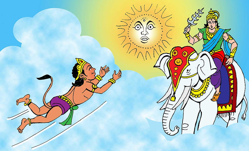 Hanuman güneşi istediğinde hanuman'ın dönüşü HD duvar kağıdı