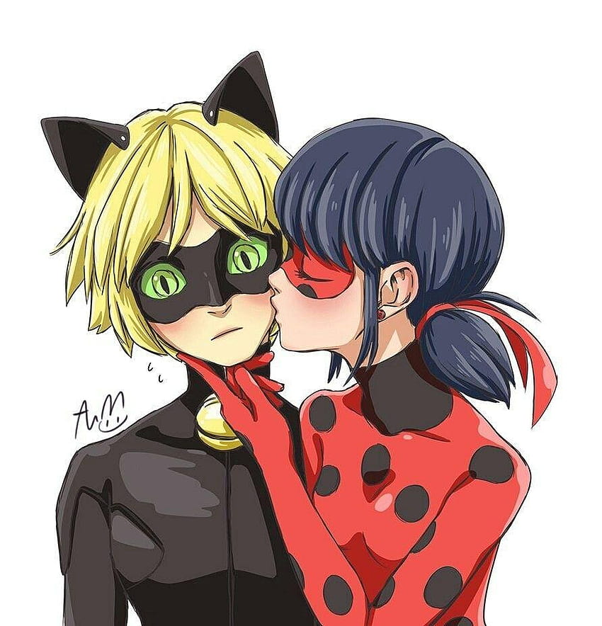 Ladybug surprises Cat Noir with a kiss on his cheek from, ladybug kissing cat noir HD phone wallpaper