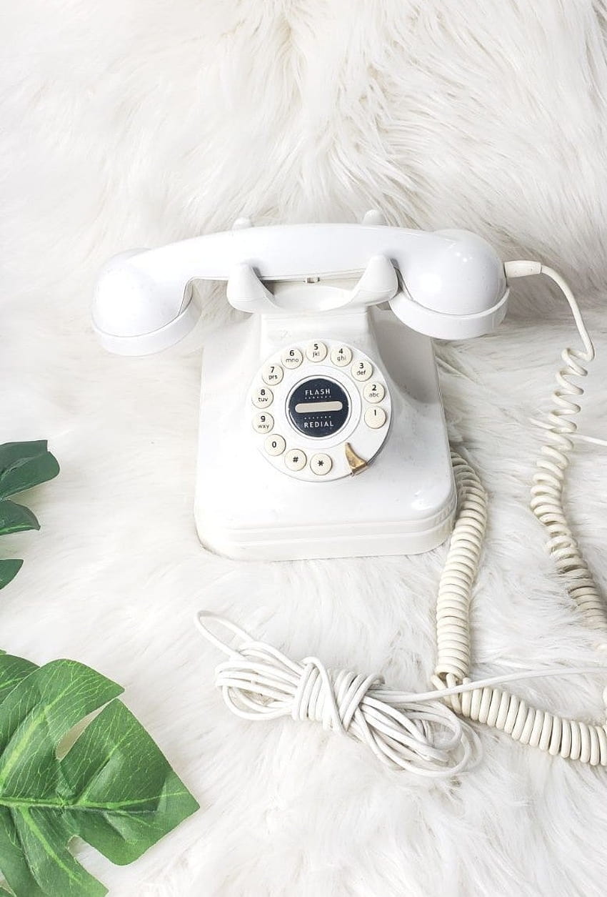 Old Phone White Estetyczny, stylowy telefon w stylu vintage Tapeta na telefon HD