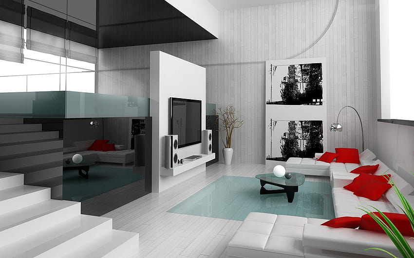 Design de interiores de casa moderna papel de parede HD