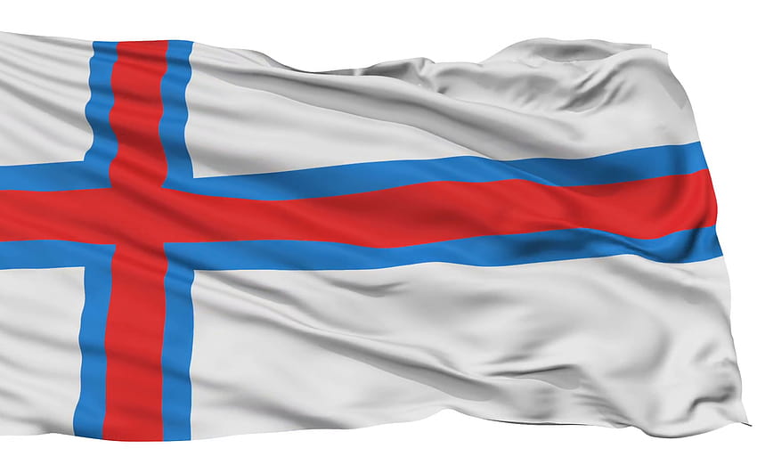Animazione realistica della bandiera delle Isole Faroe isolata su bianco senza soluzione di continuità [1920x1080] per il tuo, cellulare e tablet, bandiera hawaiana Sfondo HD