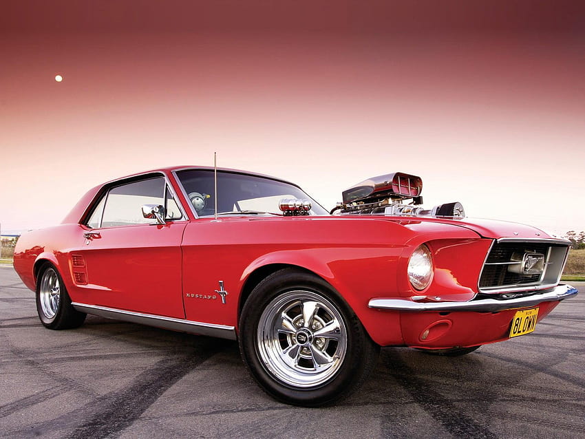Classic red coupe, car, Ford Mustang, vintage mustang cars HD wallpaper