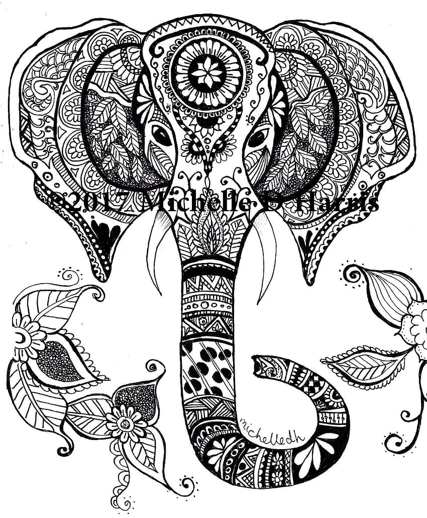 The Elephant drawing . from 6452, zentangle elephants HD phone wallpaper