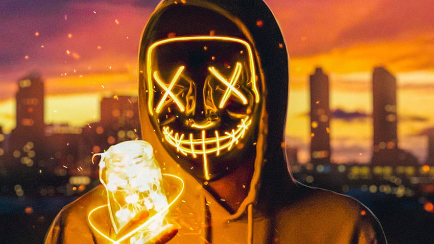 2560x1440 Neon Mask Guy With Light Cube 1440P Resolution, mask guy ...
