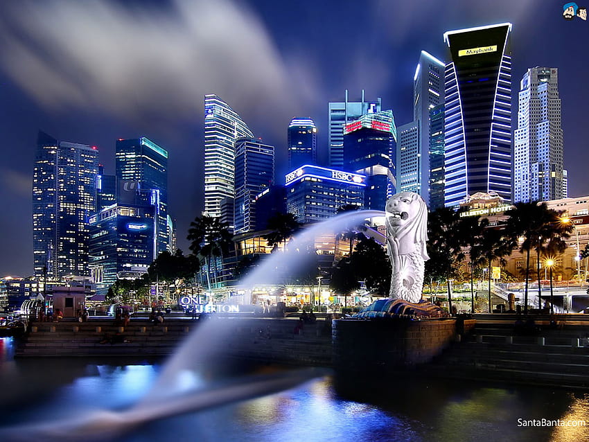 Merlion, Singapore HD wallpaper