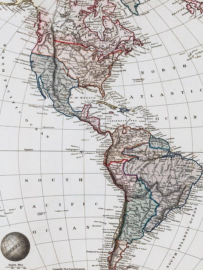 Amérique latine, carte de l'Amérique du Sud Fond d'écran de téléphone HD