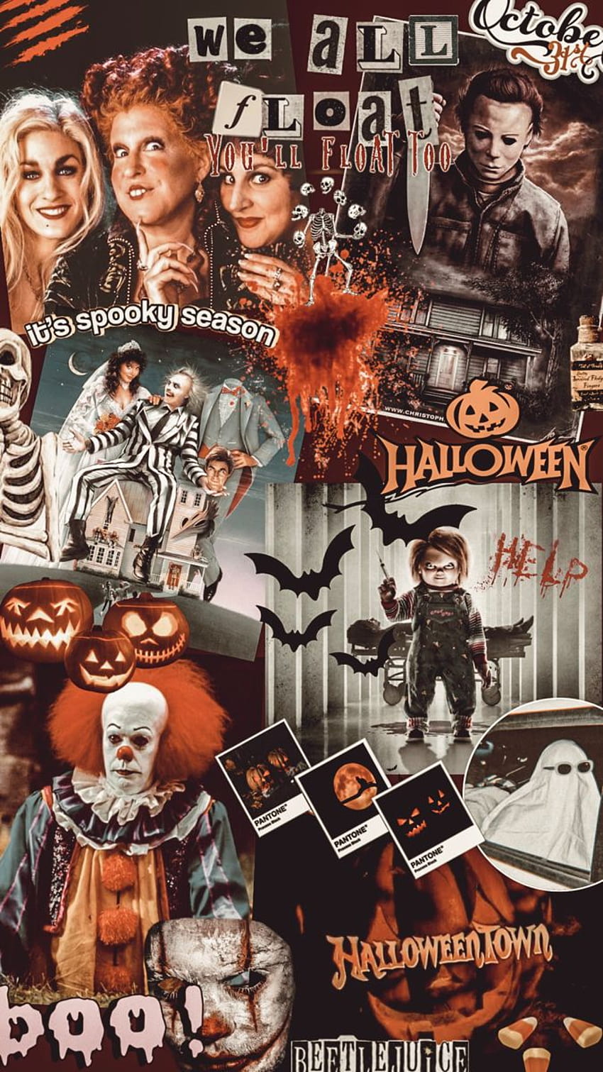 Halloween backgrounds, dark halloween collage HD phone wallpaper