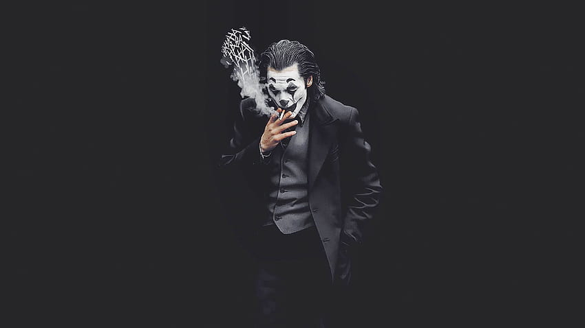 Joker Smoking Black And White списък, цигарен дим HD тапет