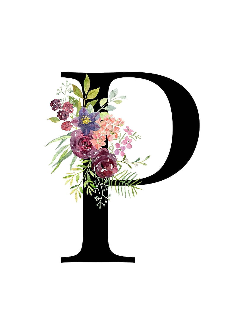 Letra P Monograma floral letra imprimível Arte de berçário, letra p Papel de parede de celular HD