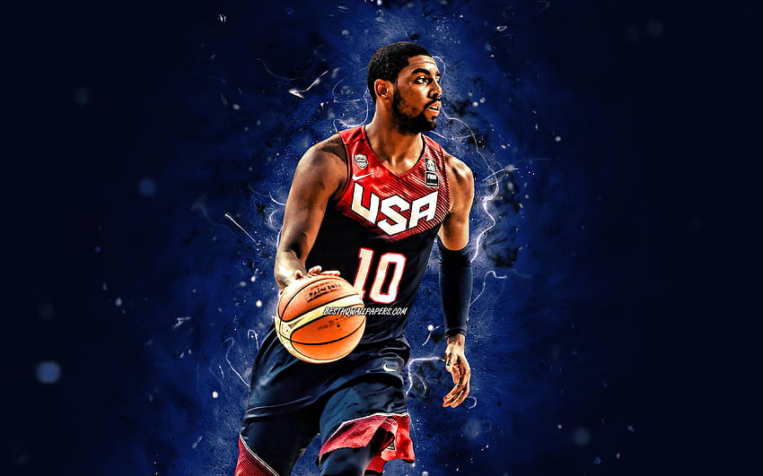 Kyrie Irving, USA Basketball Mens National Team, blue neon lights ...