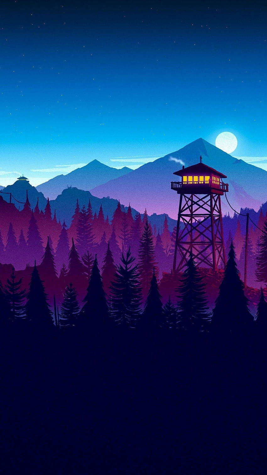 Карикатура лилава планина ...amp.ikimaru, естетичен анимационен планински изглед HD тапет за телефон
