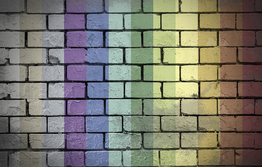 colorful, rainbow, wall, bricks, textures, ultra backgrounds , section текстуры HD wallpaper