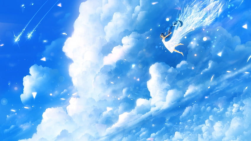 1920x1080 Anime Girl, Flying, Sky, Clouds, Light Dress, girls flying HD ...