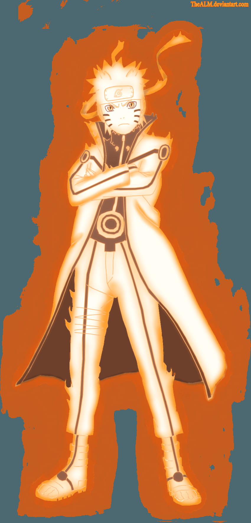 Naruto Nine Tails Chakra Mode by Dattexx, naruto nine tails sage mode HD phone wallpaper