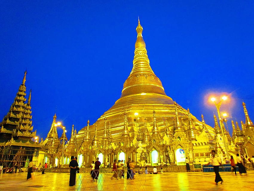 Anochecer de Shwedagon, pagoda de Shwedagon fondo de pantalla