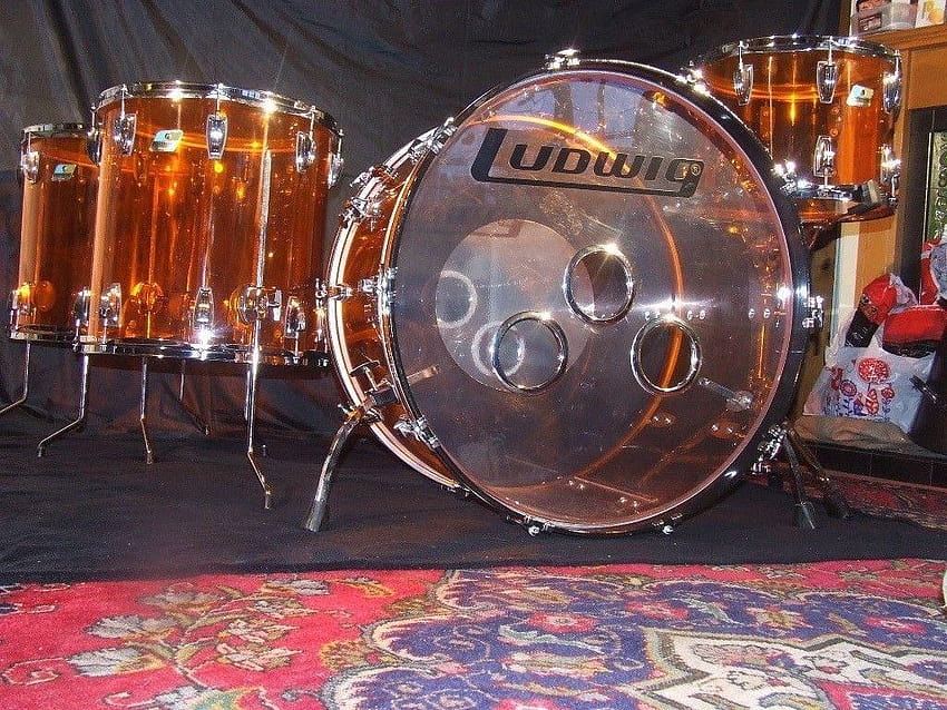 Ludwig Vistalite Drum Kit Amber drums shell pack John Bonham Led HD wallpaper