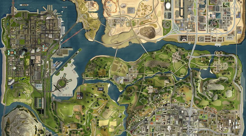 Mapa Grand Theft Auto San Andreas 6000x6000 U Tapeta HD