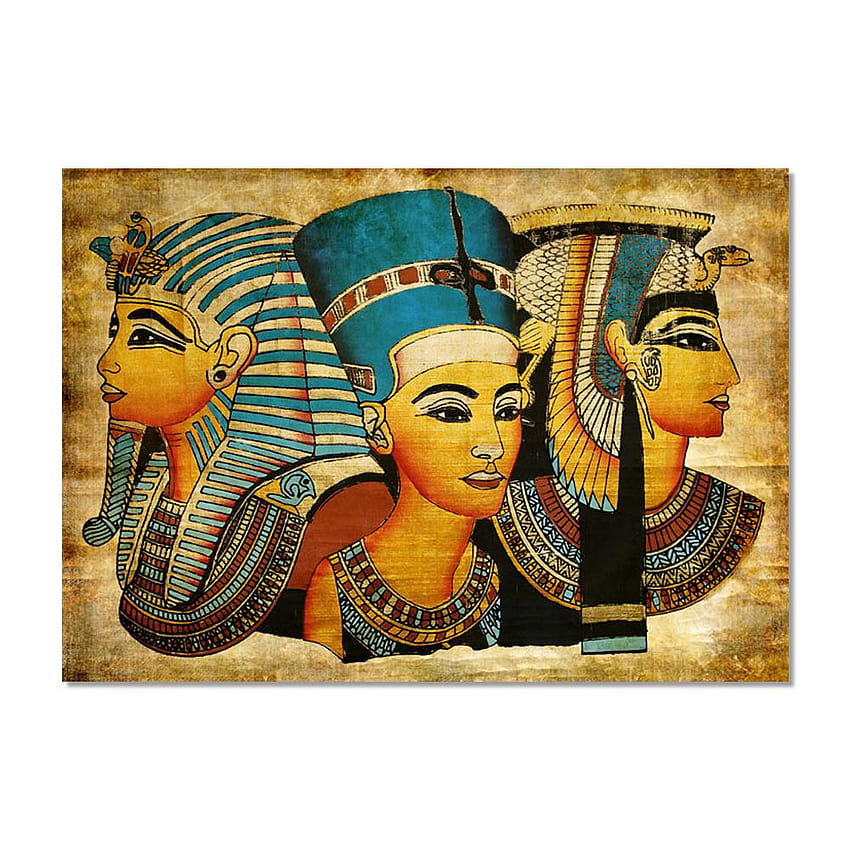 Hieroglyphic ancient egyptian papyrus painting, egyptian triptych HD phone wallpaper