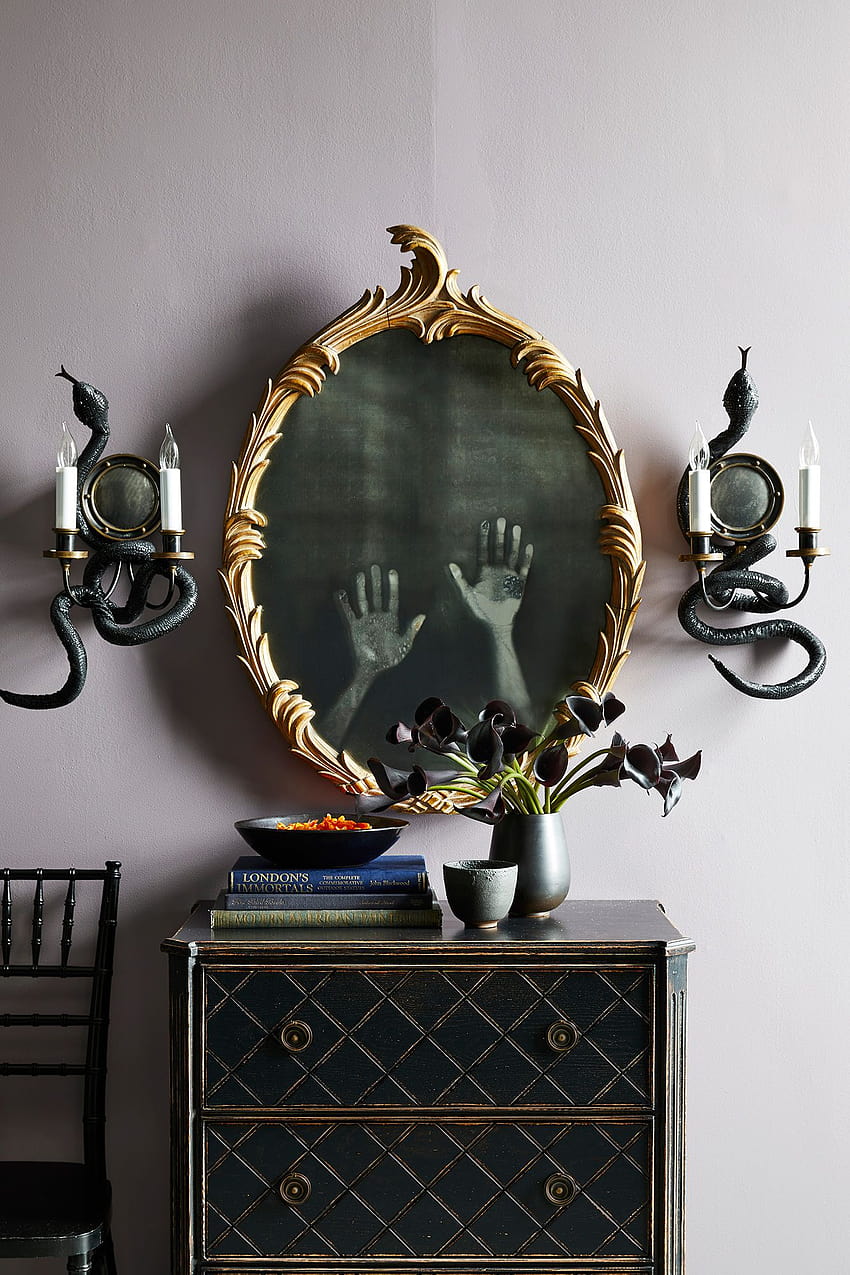 Decoración de Halloween DIY: espejo de manos de fantasma embrujado, lindas decoraciones de Halloween fondo de pantalla del teléfono