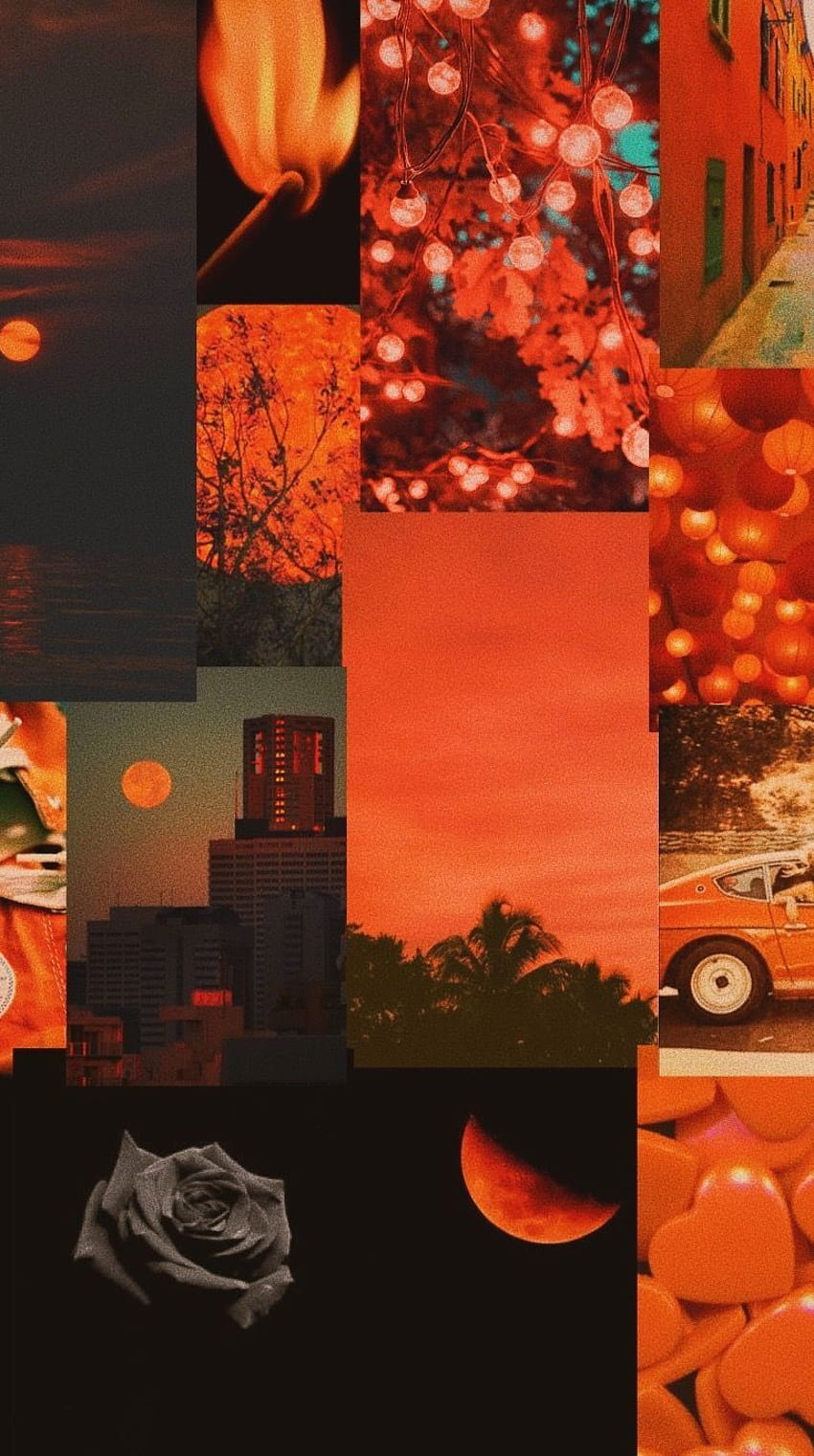 Pomarańczowo-czarna estetyka w 2020 roku, czarno-pomarańczowe halloween Tapeta na telefon HD