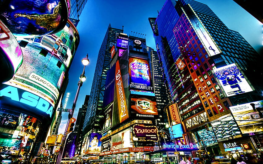 ニューヨークへの旅、タイムズスクエア、都市、夜、高層ビル、ライト 2880x1800、ニューヨークタイムズ 高画質の壁紙