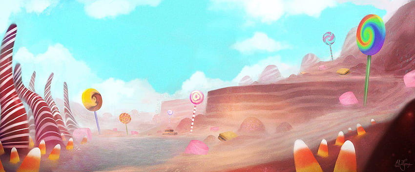 Latar belakang Candyland Realistis, latar belakang tanah permen Wallpaper HD