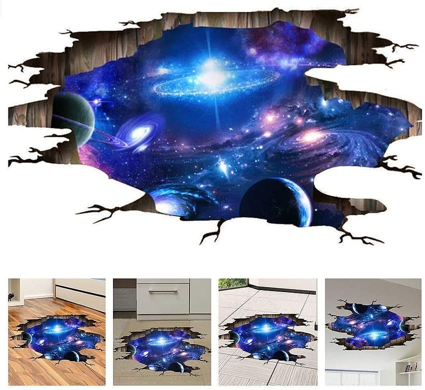 Amaonm Creative 3D Blue Cosmic Galaxy Wall Decals Extraíble PVC Magic 3D Milky Way Outer Space Planet Ventana Pegatinas de pared Murales Decoración para el hogar Paredes Piso Techo Niños Habitación Niños fondo de pantalla