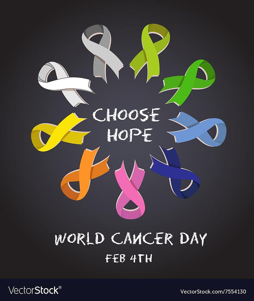 Światowy dzień raka kolorowe wstążki świadomości wektor, światowy dzień raka 2020 Tapeta na telefon HD