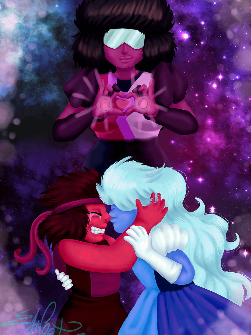 Sapphire and Ruby Fanart Steven Universe by, steven universe ruby and saphire HD phone wallpaper
