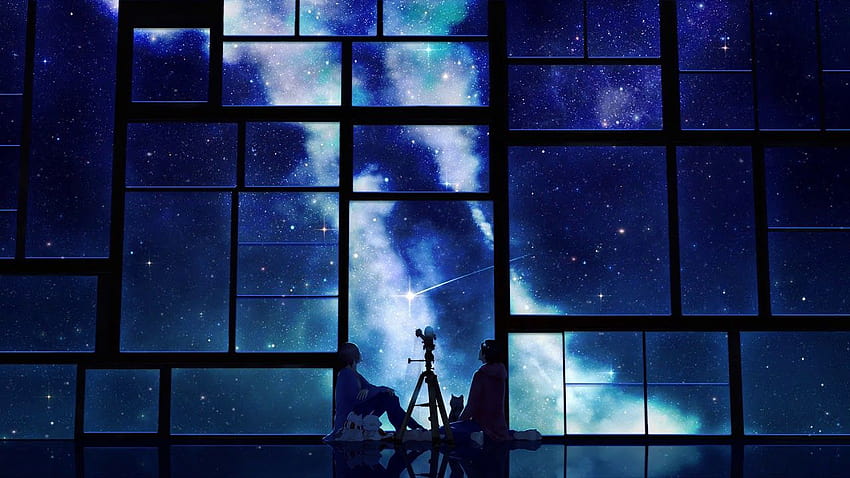 Stars Night Sky Anime Live, anime skies HD wallpaper