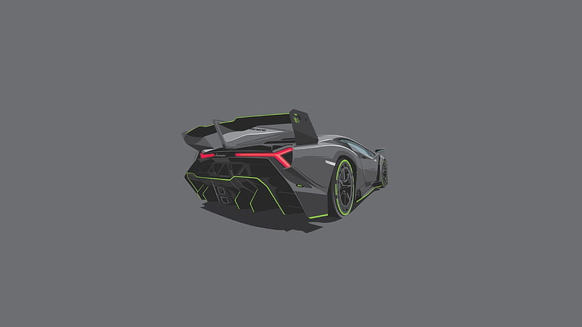 Lamborghini Veneno, minimal, gray background, hypercars with resolution 3840x2160. High Quality, cars minimalist HD wallpaper