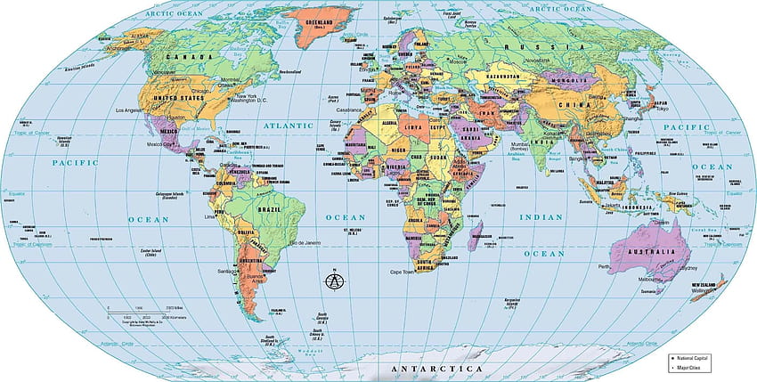 世界地図, 政治, 国, そして, 首都, 新しい, 世界地図, インド, 地図 高画質の壁紙