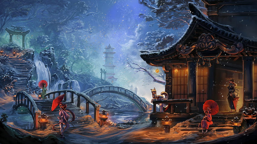 Elf, Elves, Fantasy, Winter, House, Snowfall, , Background, 580685, winter fairytale HD wallpaper