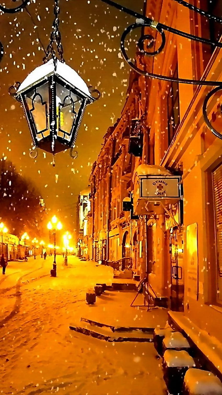 winter city night wallpaper hd
