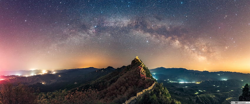 Noite estrelada na Grande Muralha da China [3440x1440] para seu , Celular e Tablet, noite de inverno 3440x1440 papel de parede HD
