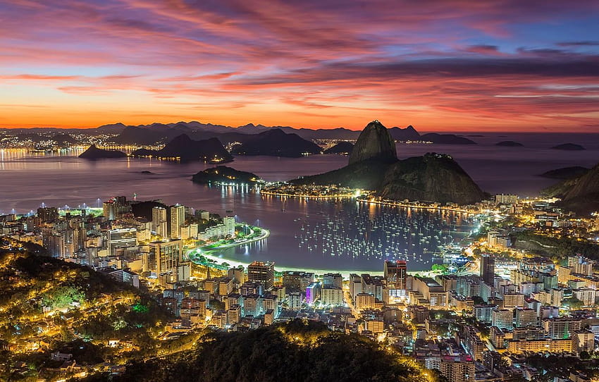 luci, panorama, Brasile, la vista dall'alto, rio de janeiro Sfondo HD