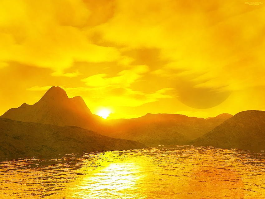 Yellow Aesthetic Sunset, aesthetic sunset landscape HD wallpaper