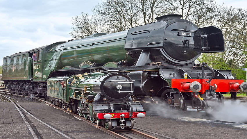 Flying Scotsman and Romney Hythe and Dymchurch Railway's Typhoon reunited at Bluebell Railway in East Sussex HD wallpaper