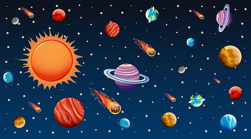 Stars and Planets in Outer Space 1110375 Vector Art at Vecteezy, space vector HD wallpaper