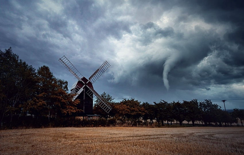 field, storm, mill, tornado , section природа, tornado storm HD wallpaper