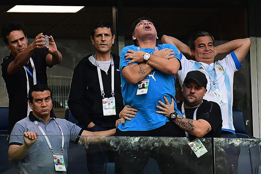 Diego Maradona says wine binge caused his collapse as sparks social media cocaine conspiracy theory following Argentina's dramatic World Cup 2018 win over Nigeria HD wallpaper