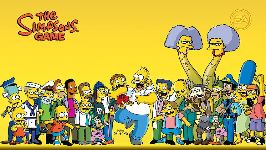 호머, 심슨, The, Simpsons, Bart, Simpson, Lisa, Simpson, Mr, Burns, Ned, Flanders, Marge, Simpson, Dr, Nick, Ralph, Wiggum, Krusty, The, Clown, Maggie, Simpson, 노란색, 배경, Smithers, Moe, Szyslak, /, 심슨 모에 HD 월페이퍼