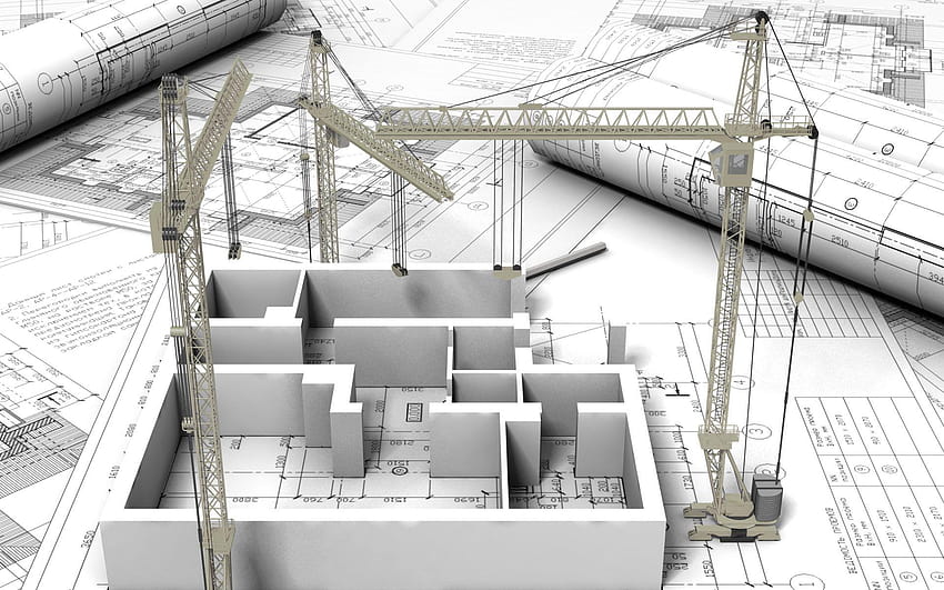 Casa de design de arquitetura com planos de arquitetura papel de parede HD