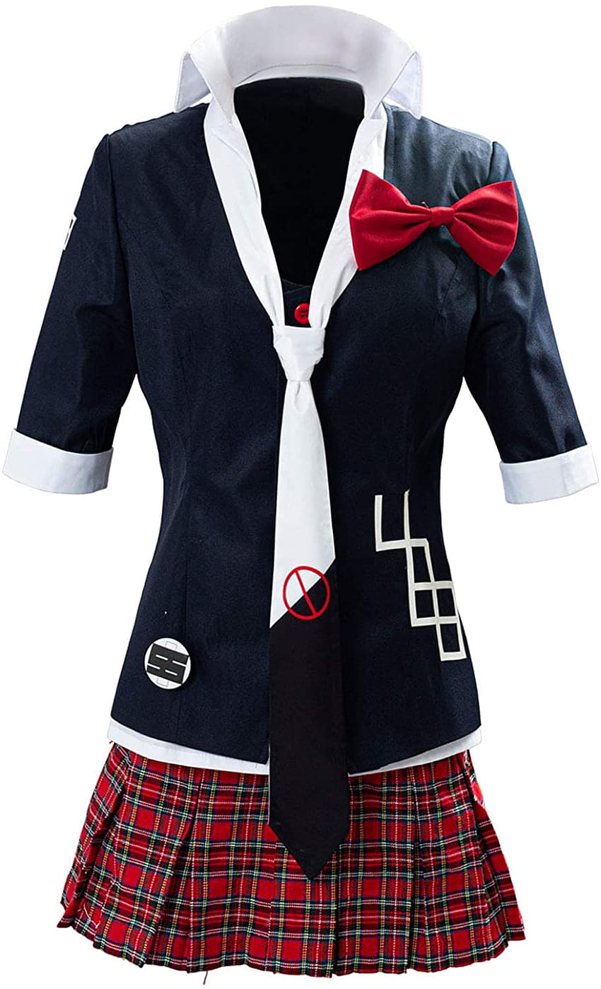 Danganronpa Enoshima Junko Cosplay Costume Outfit Хелоуин училищна униформа Риза Пола Комплект вратовръзка: облекло HD тапет за телефон